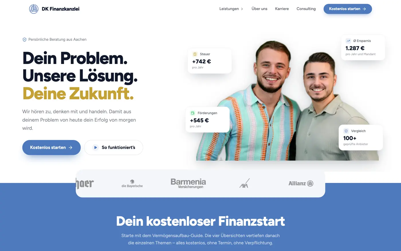 Startseite der DK Finanzkanzlei